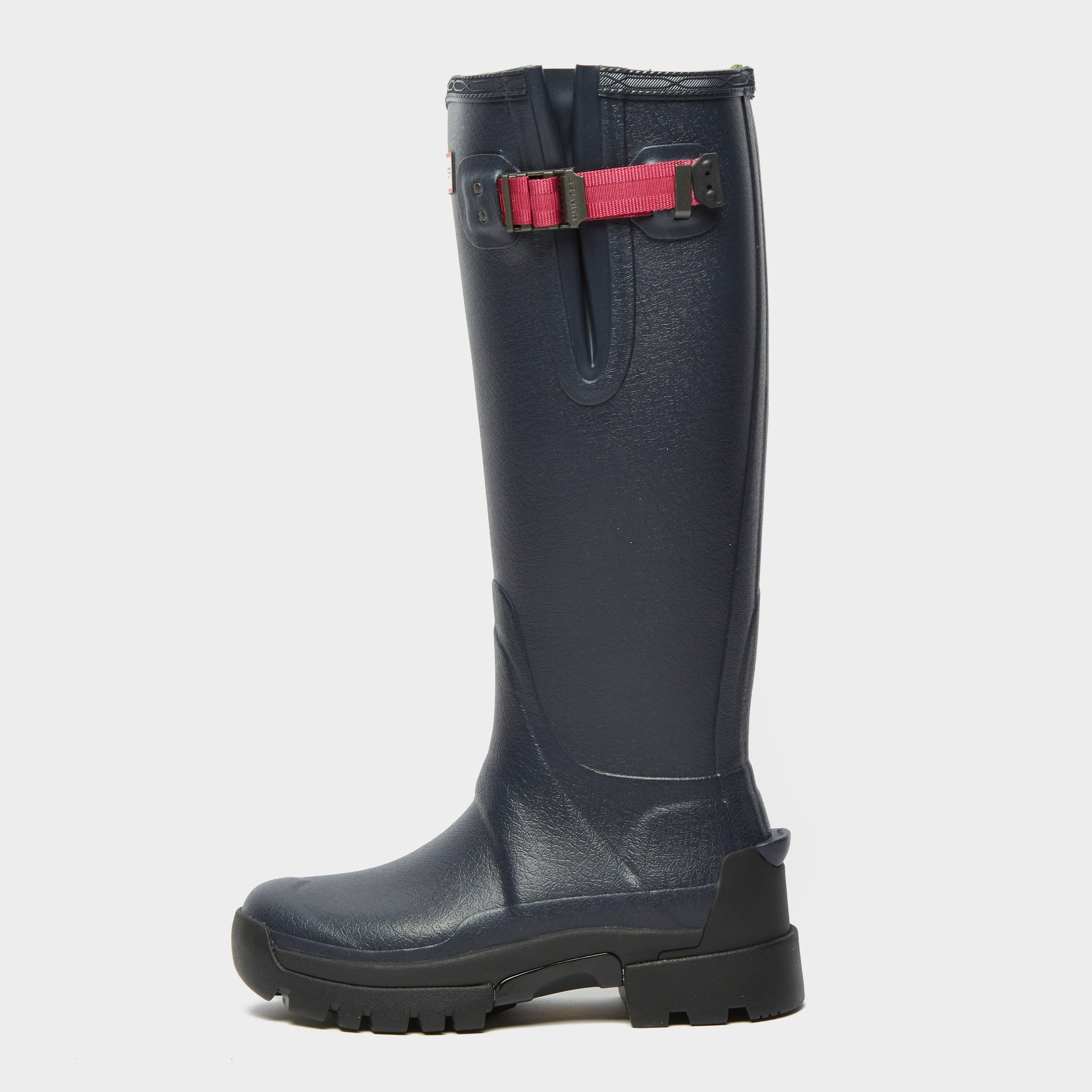 Womens Balmoral Neoprene Side Adjustable Wellington Boots Navy/Peppercorn