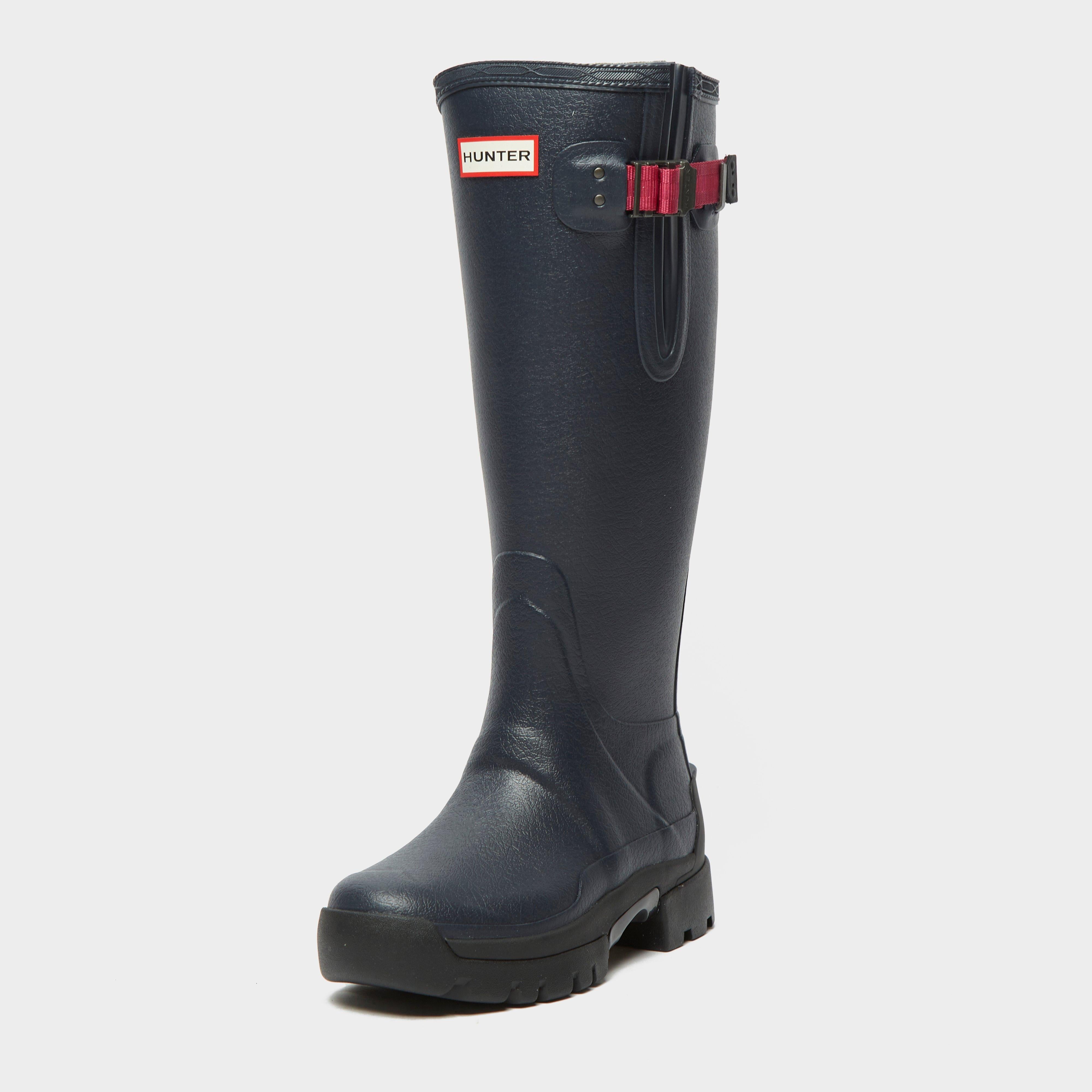 Womens Balmoral Neoprene Side Adjustable Wellington Boots Navy/Peppercorn