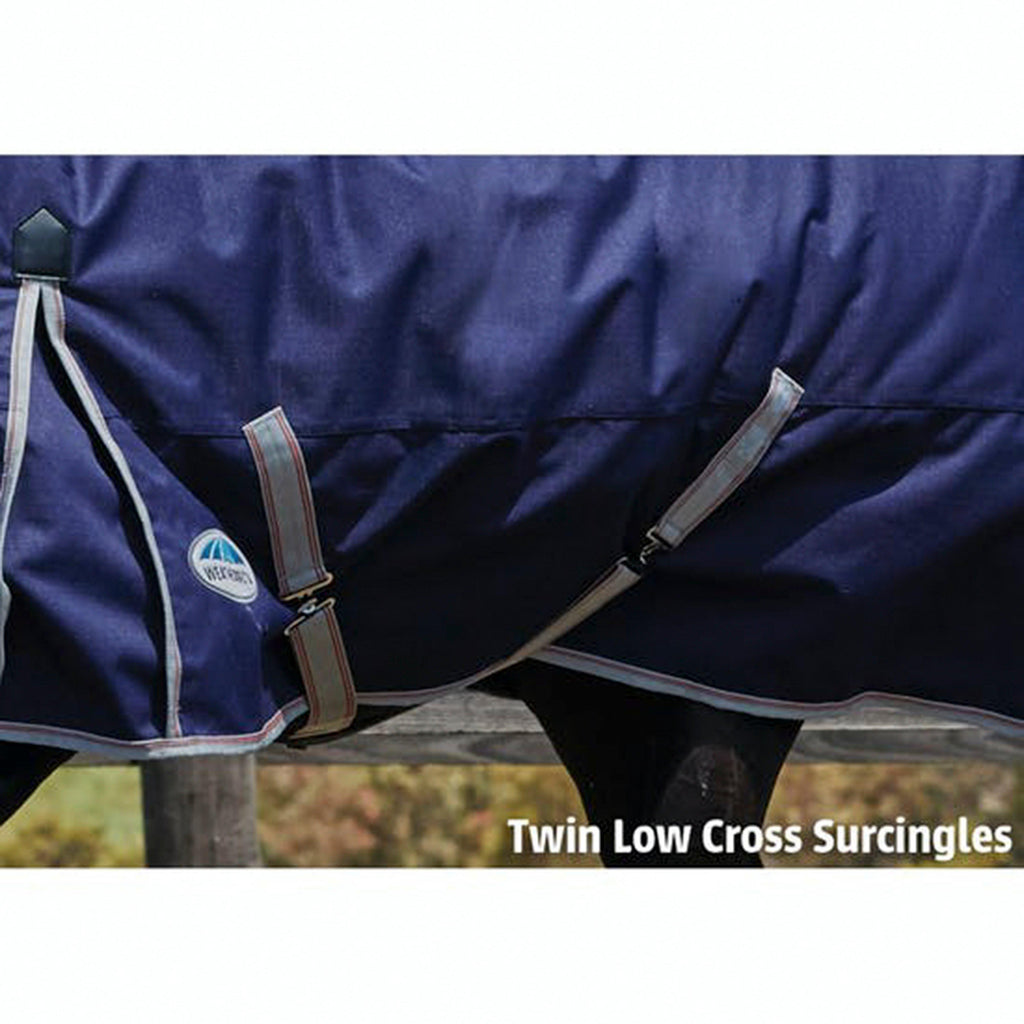 ComFiTec Essential 220g Medium Weight Combo Neck Turnout Rug Navy/Silver/Red