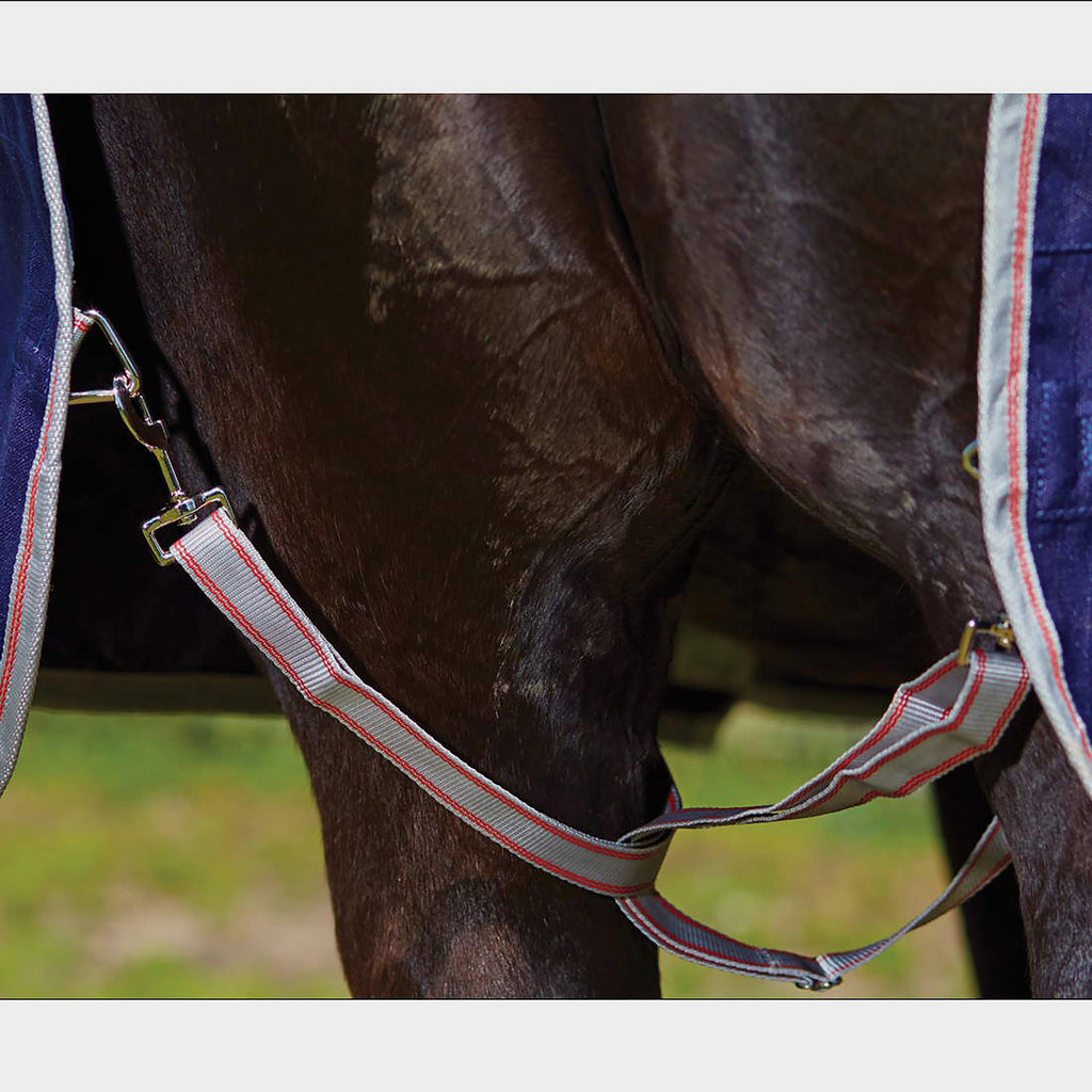 ComFiTec Essential 220g Medium Weight Combo Neck Turnout Rug Navy/Silver/Red