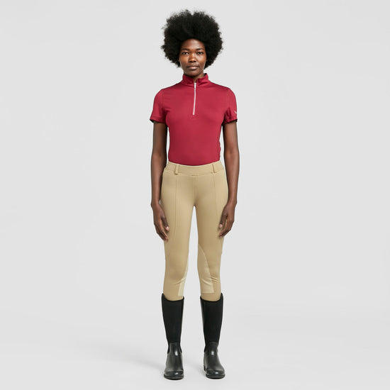 Womens Performance Flex Knee Patch Riding Tights Beige