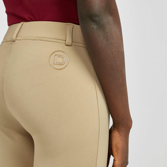 Womens Performance Flex Knee Patch Riding Tights Beige