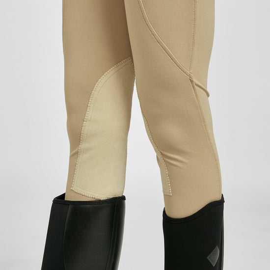 Womens Performance Flex Knee Patch Riding Tights Beige