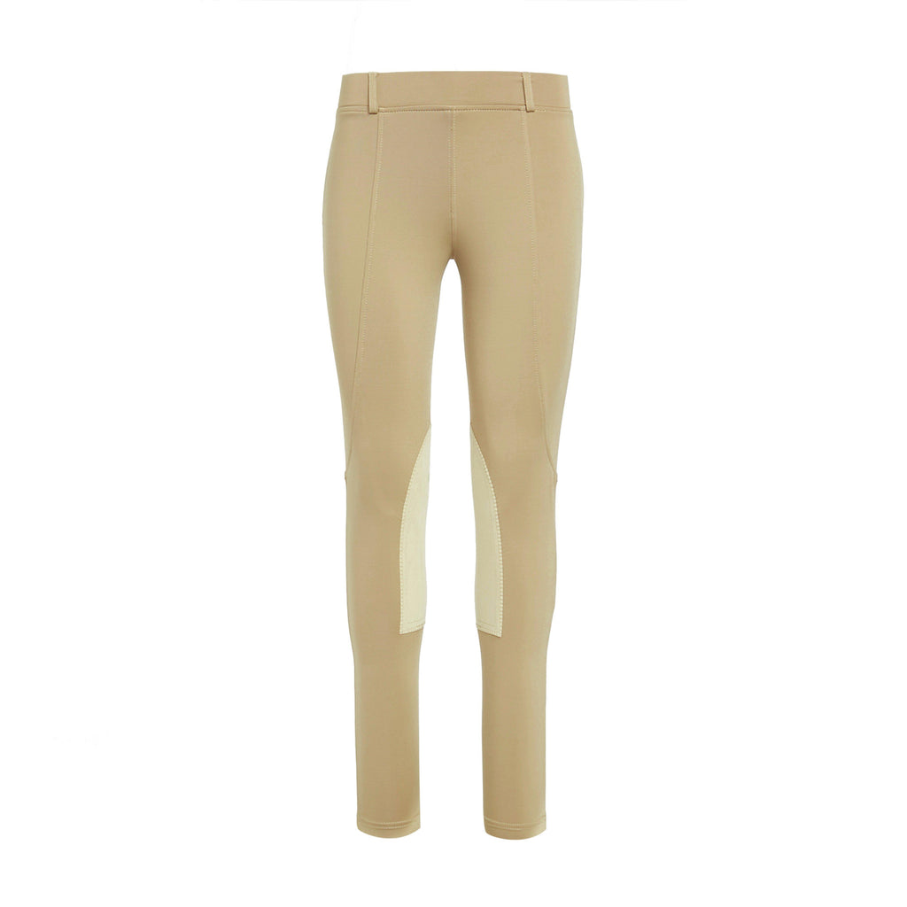 Womens Performance Flex Knee Patch Riding Tights Beige