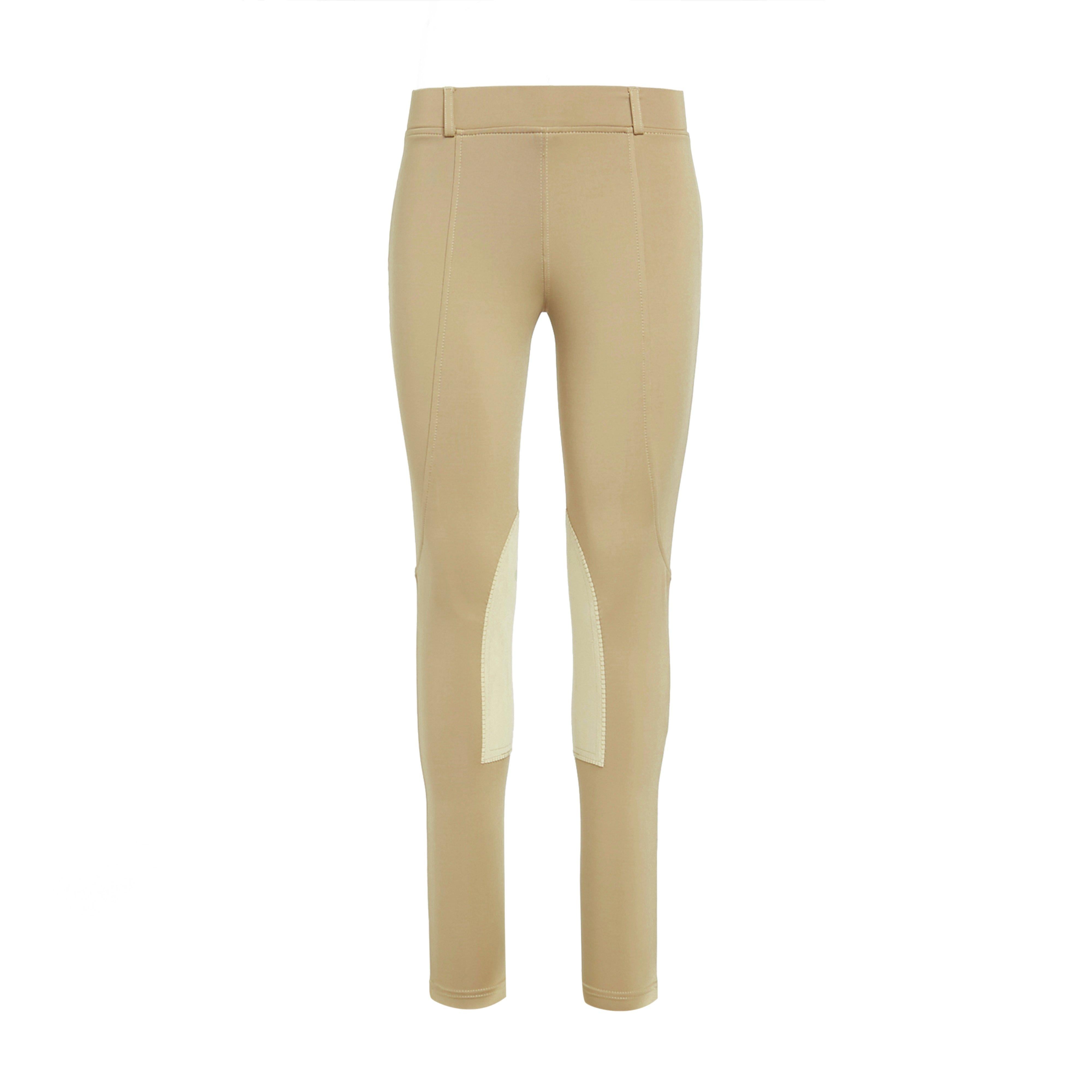 Womens Performance Flex Knee Patch Riding Tights Beige