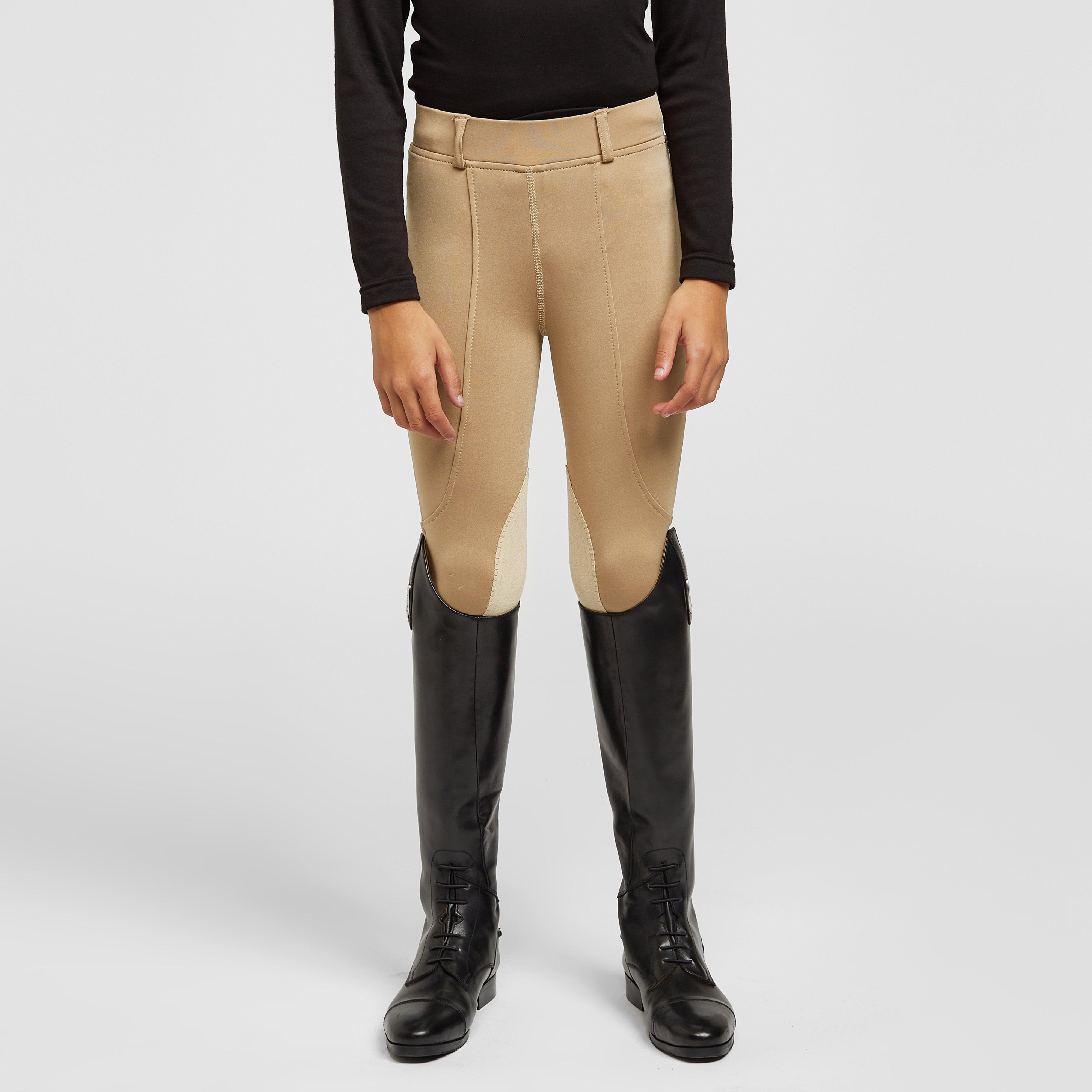 Childs Performance Flex Knee Patch Riding Tights Beige