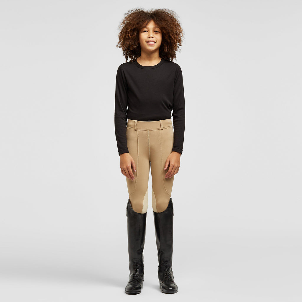 Childs Performance Flex Knee Patch Riding Tights Beige