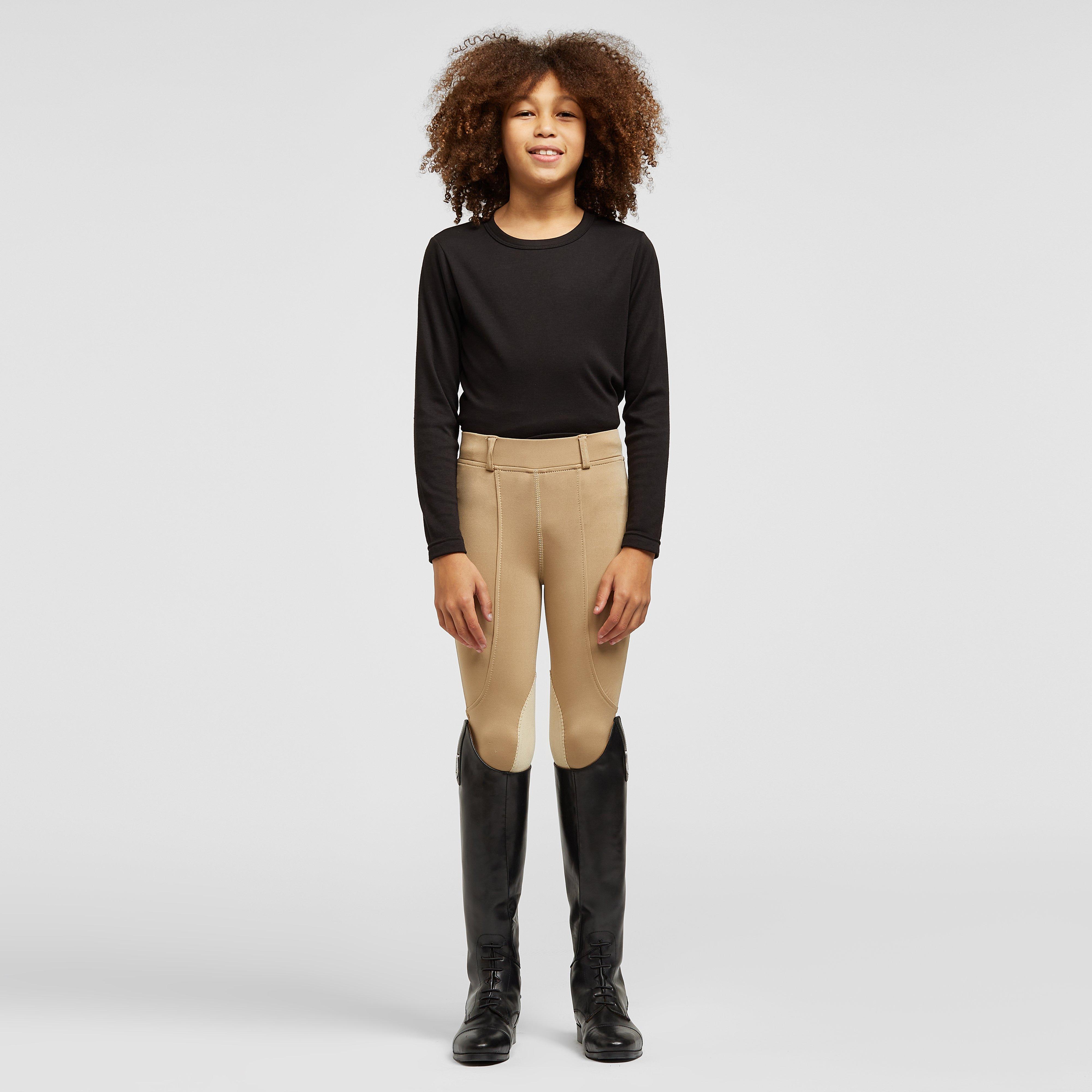 Childs Performance Flex Knee Patch Riding Tights Beige