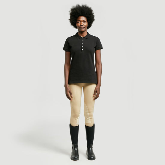 Womens Lily Cap Sleeve Polo Black