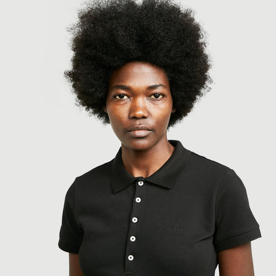 Womens Lily Cap Sleeve Polo Black