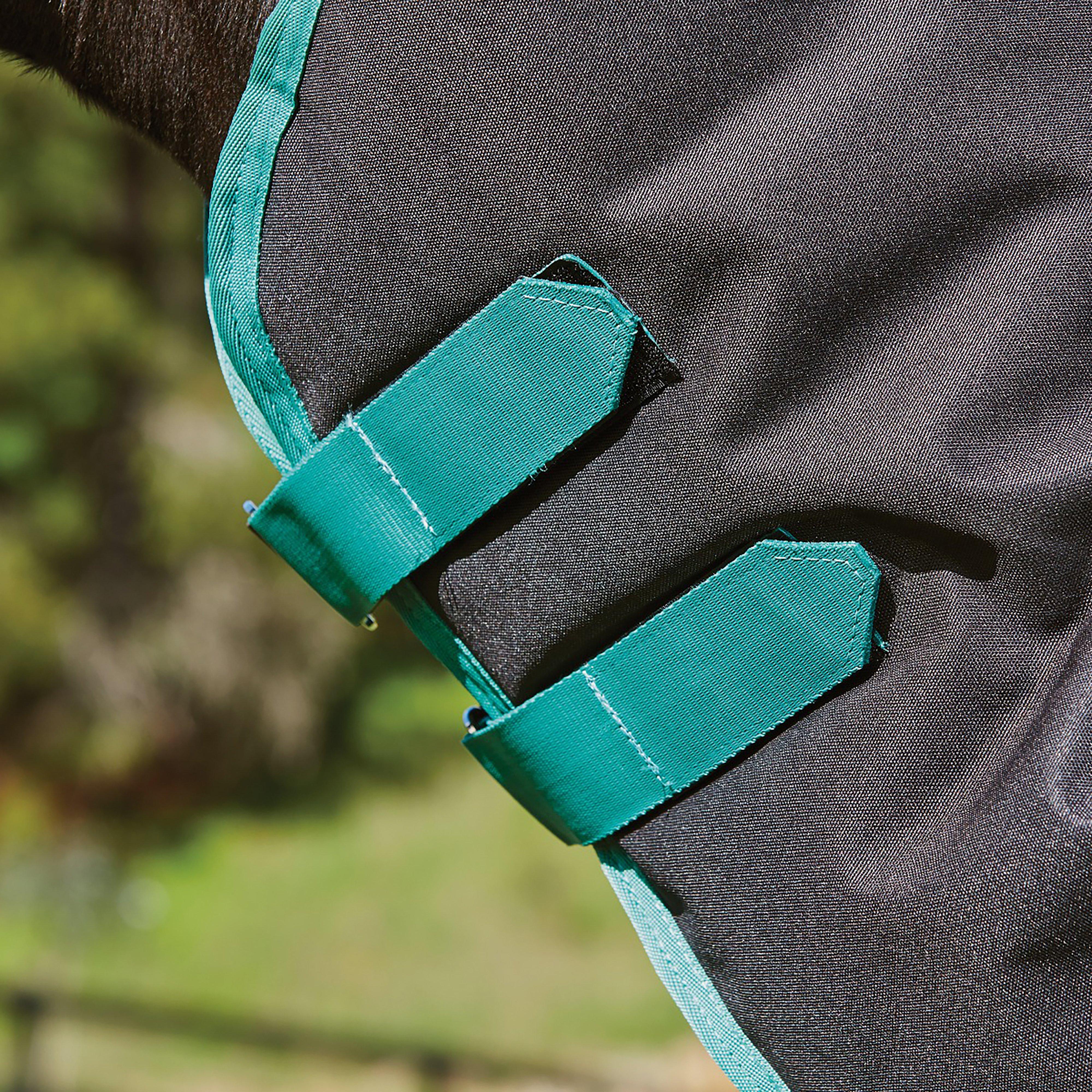 Green-Tec 900D 220g Medium Weight Detach-A-Neck Turnout Rug Black/Bottle Green