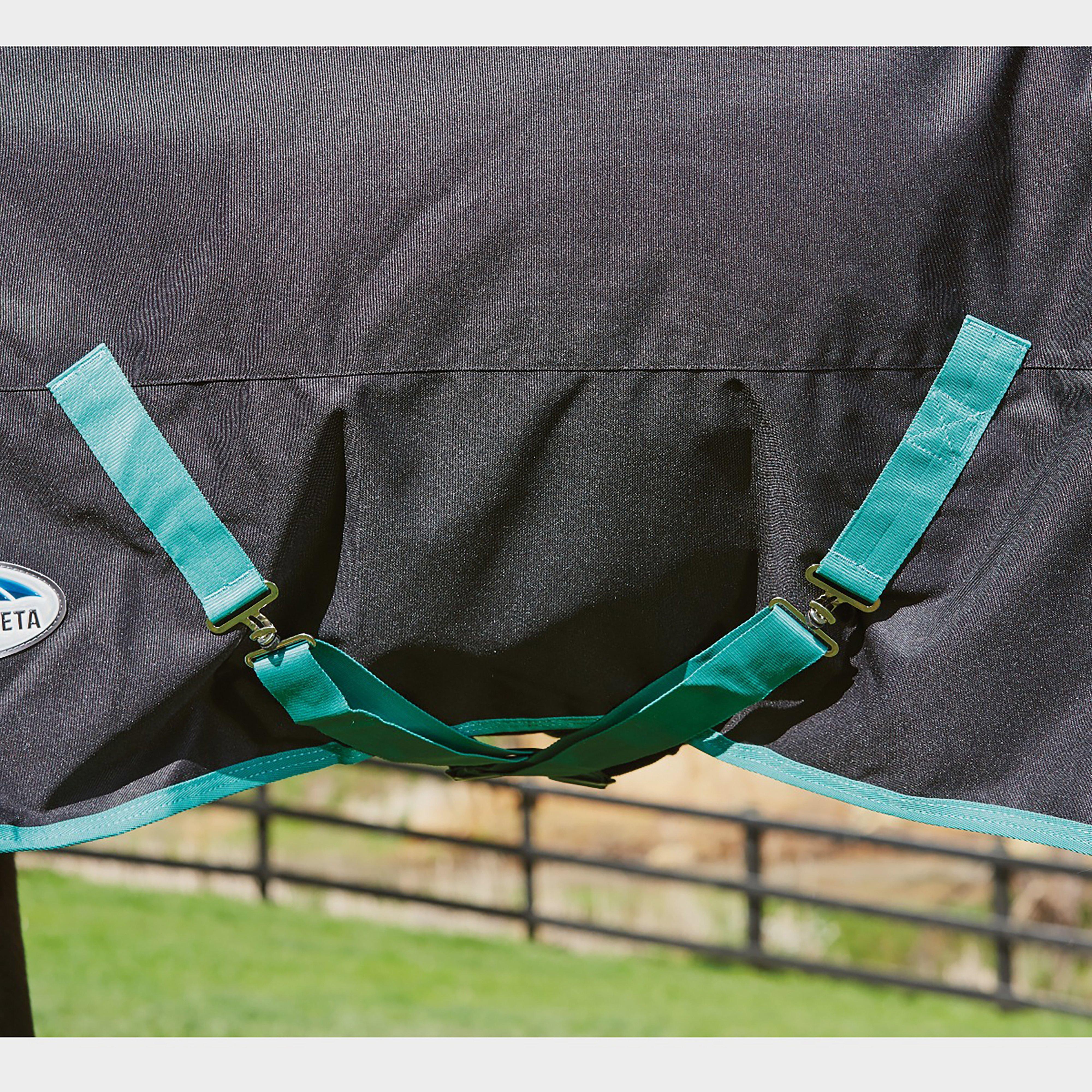 Green-Tec 900D 220g Medium Weight Detach-A-Neck Turnout Rug Black/Bottle Green