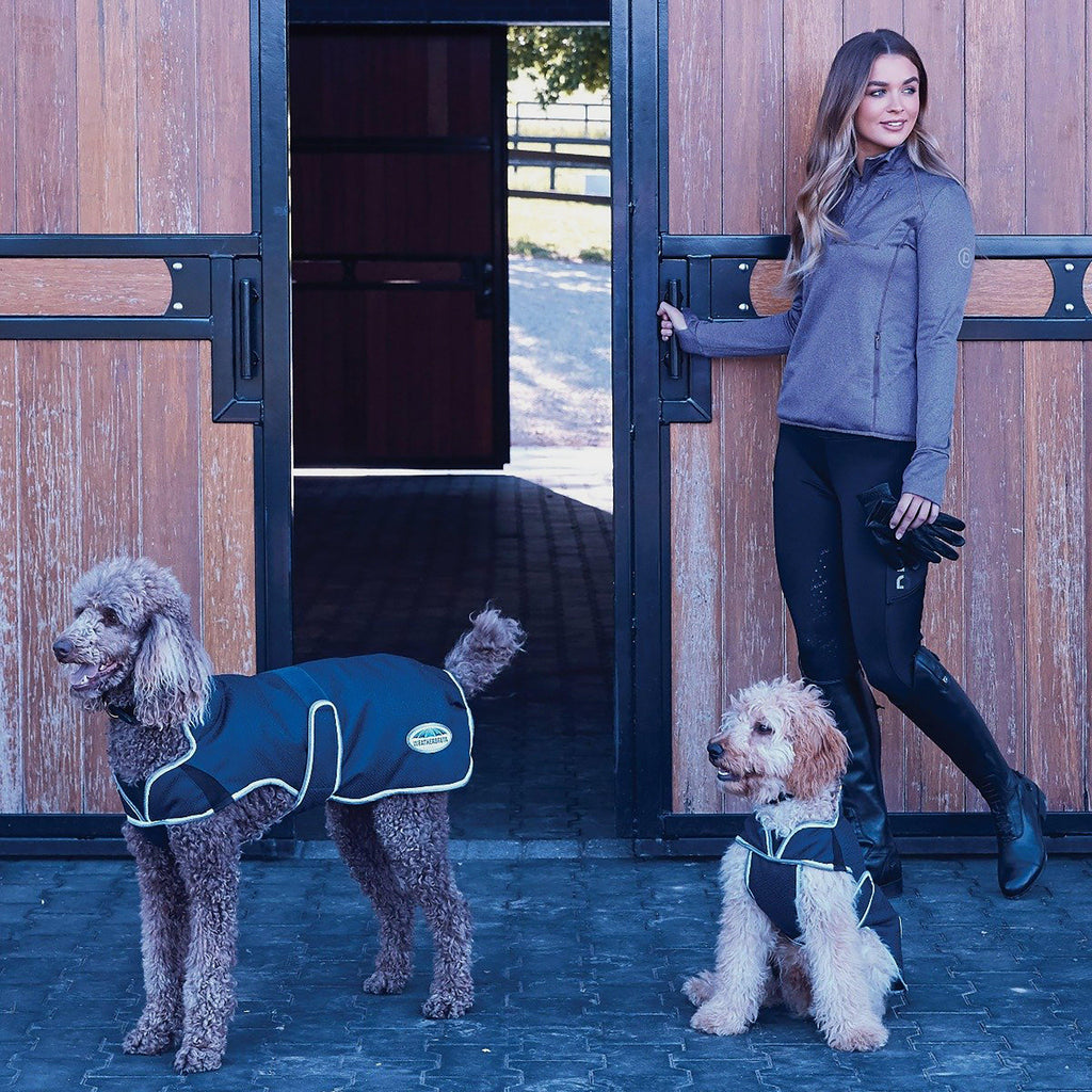 ComFiTec Premier Free Parka Deluxe 220g Medium Weight Dog Coat Dark Blue/Grey/White