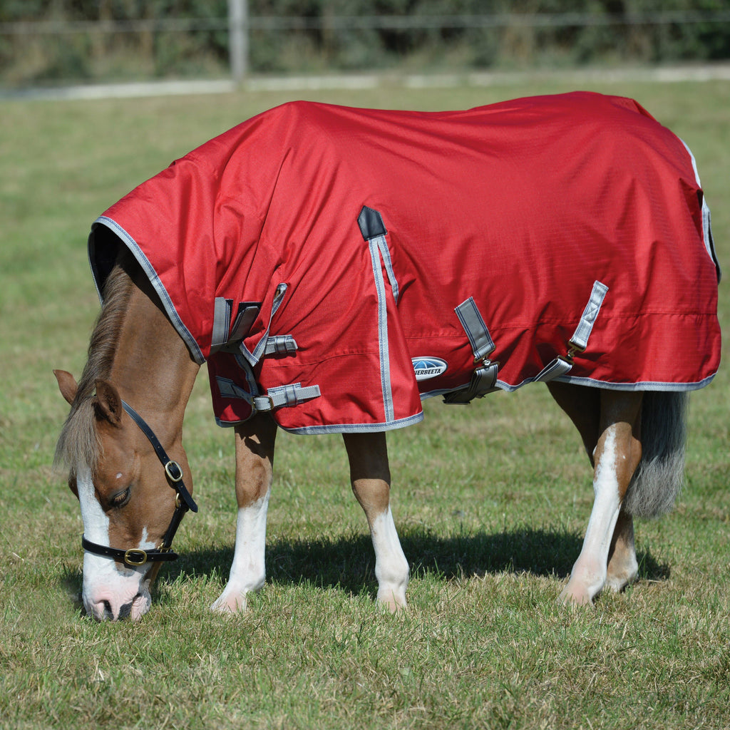 ComFiTec Classic 100g Medium/Lite Weight Combo Turnout Rug Red/Silver/Navy