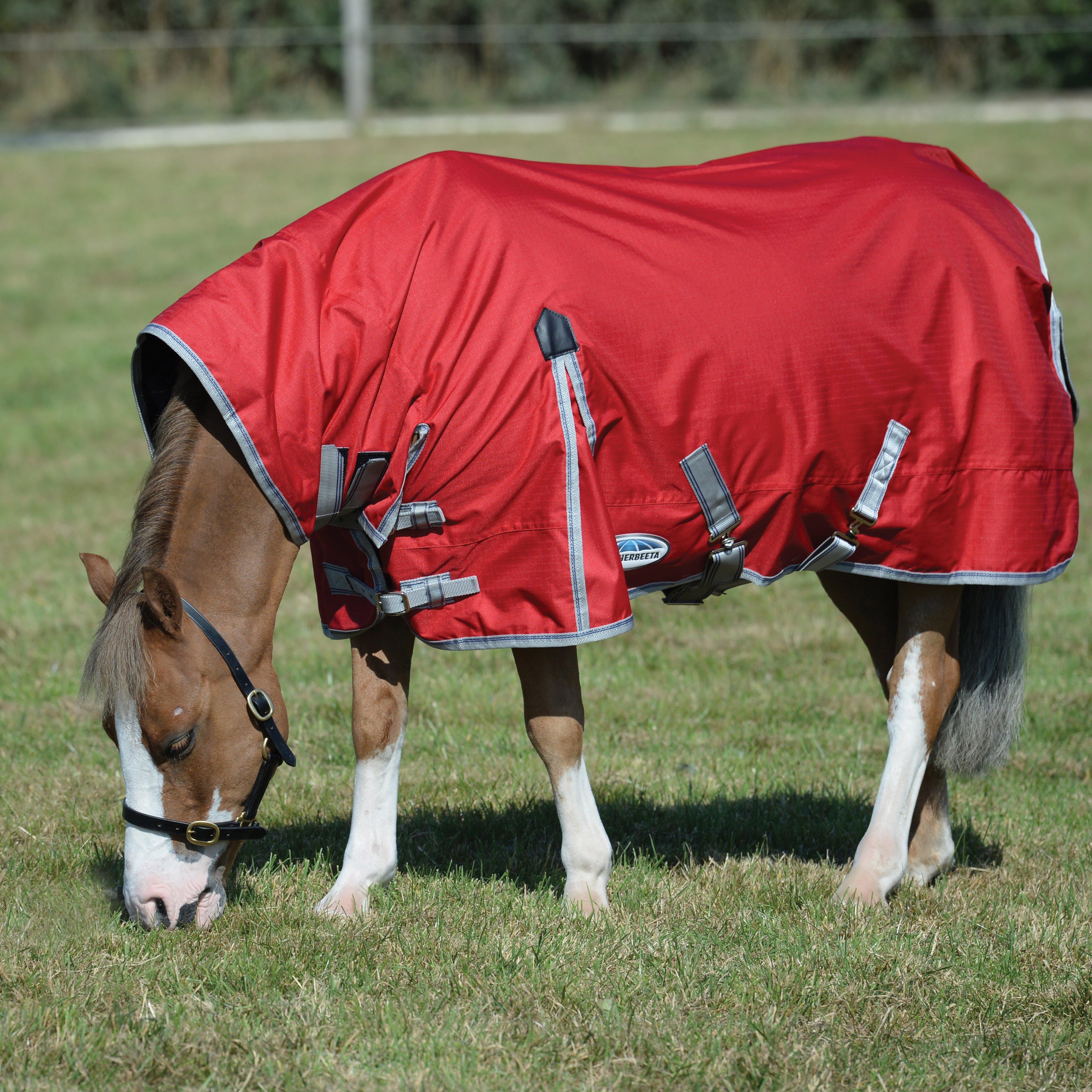 ComFiTec Classic 100g Medium/Lite Weight Combo Turnout Rug Red/Silver/Navy
