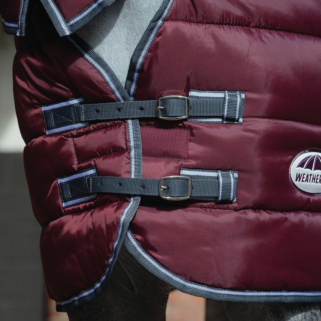 ComFiTec 210D Channel Quilt 400g Heavy Weight Combo Neck Stable Rug Maroon/Grey/White