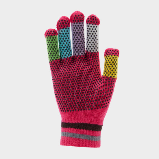 Ladies Magic Pimple Grip Riding Gloves Pink Multicoloured