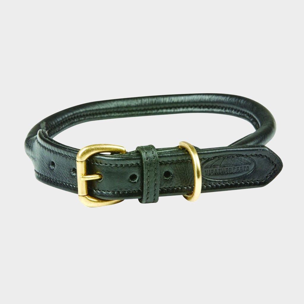 Rolled Leather Collar Black