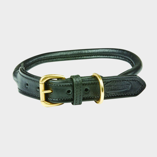 Rolled Leather Collar Black