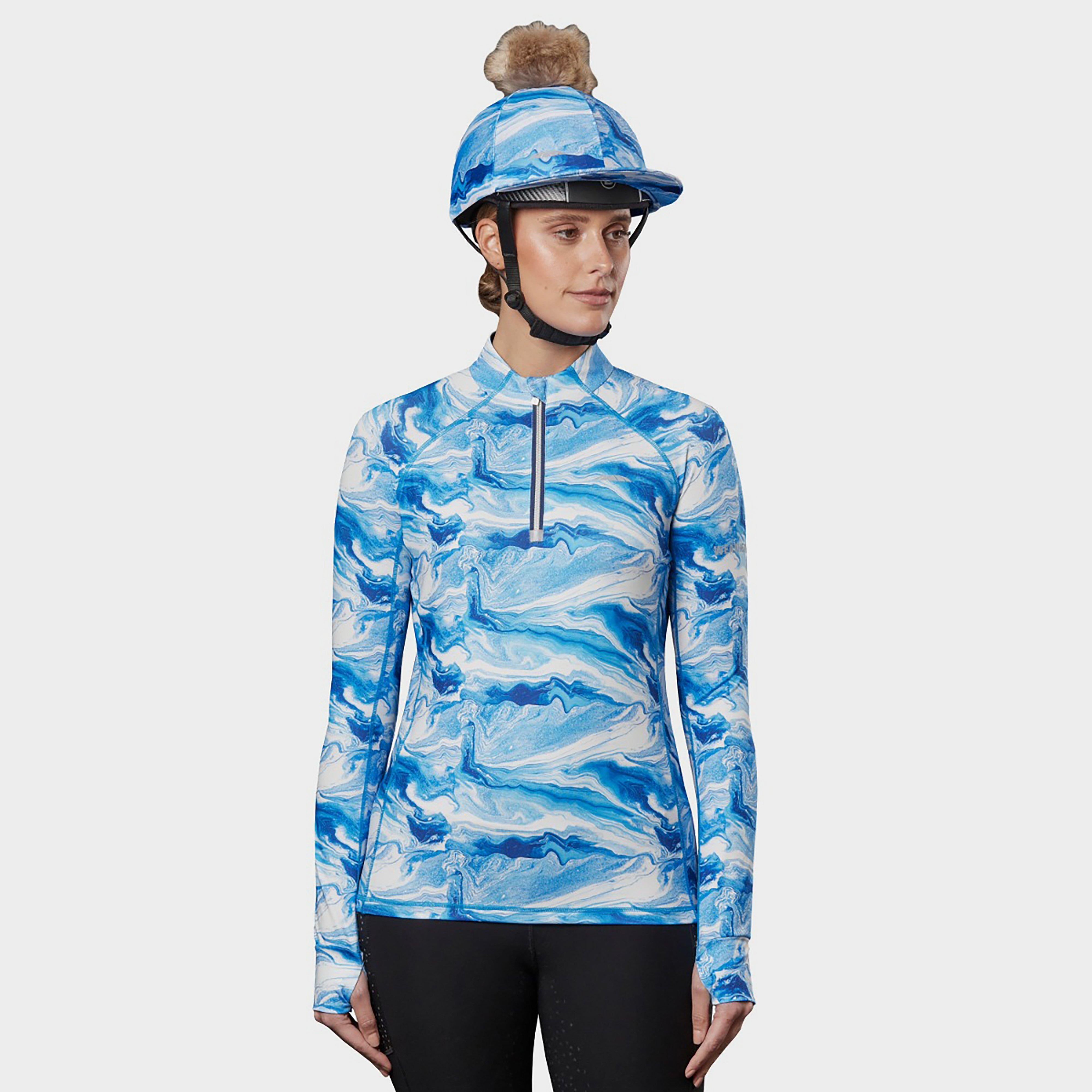 Long Sleeve Ruby Marble Top Blue Swirl Marble