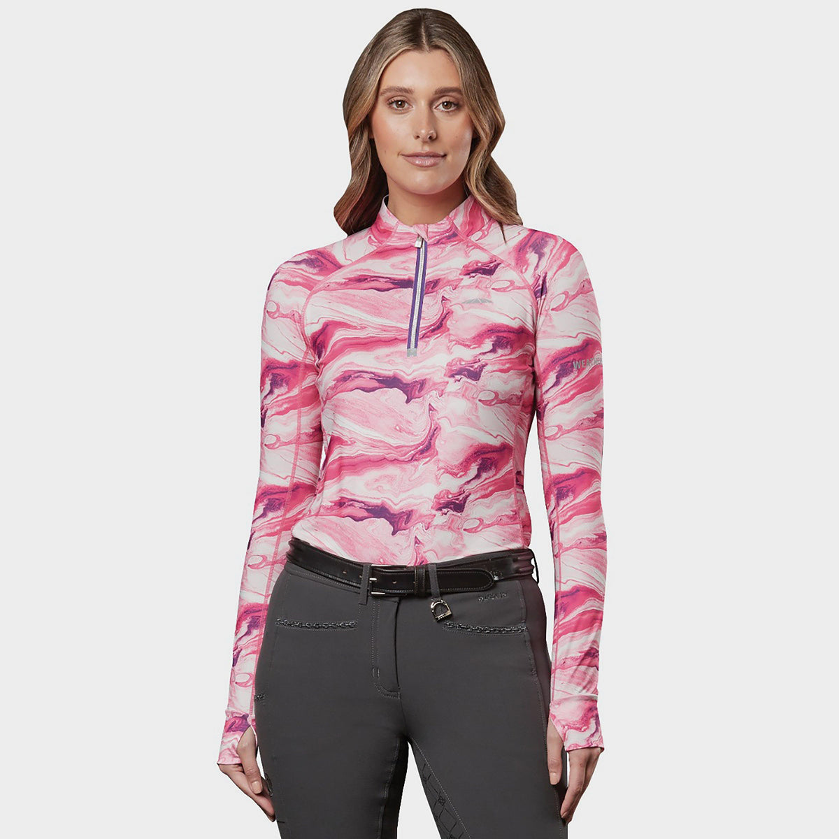 Long Sleeve Ruby Marble Top Pink Swirl Marble