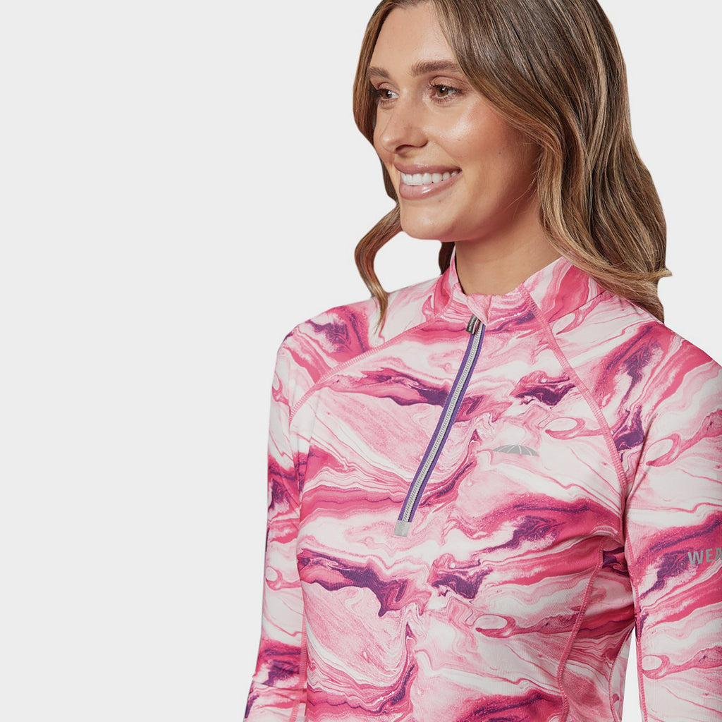 Long Sleeve Ruby Marble Top Pink Swirl Marble