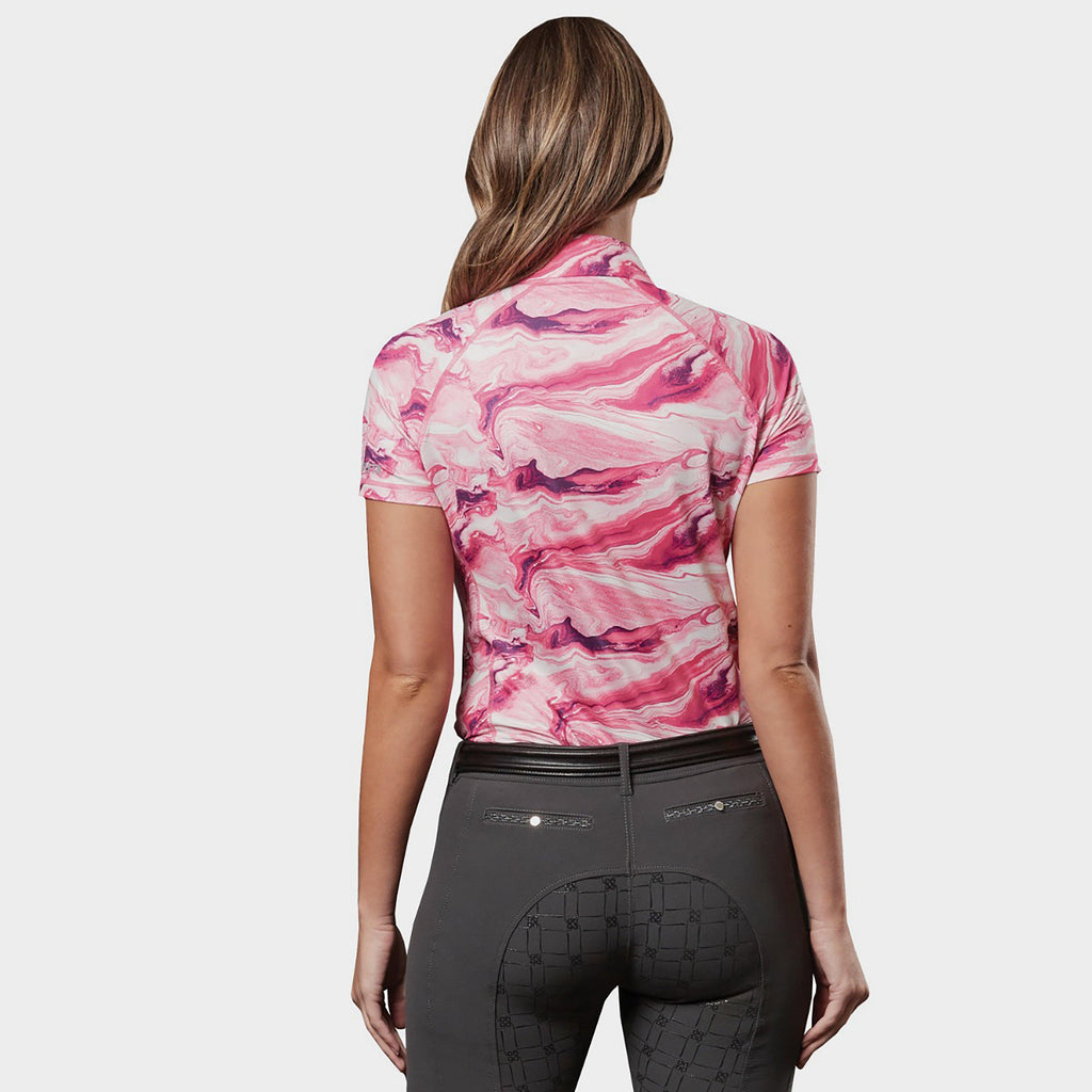 Short Sleeve Ruby Marble Top Pink Swirl Marble