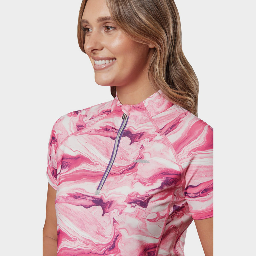 Short Sleeve Ruby Marble Top Pink Swirl Marble