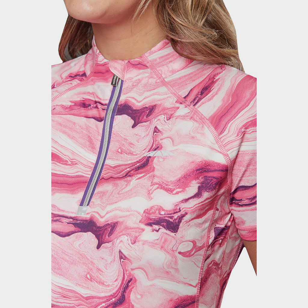 Short Sleeve Ruby Marble Top Pink Swirl Marble