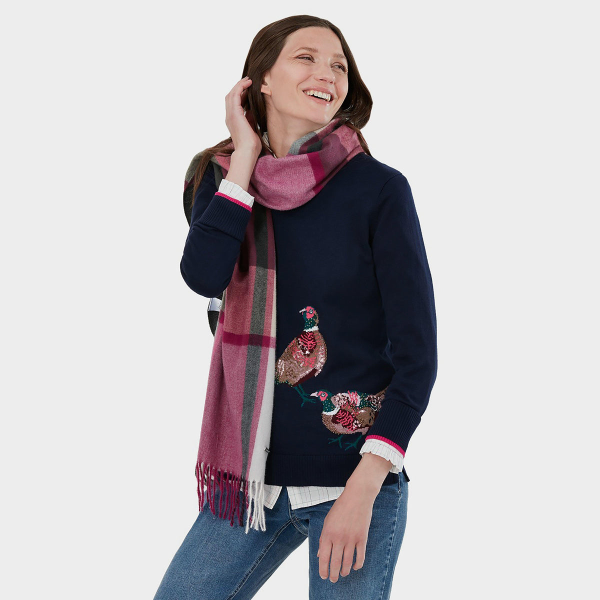 Ladies Bracken Scarf Black Check