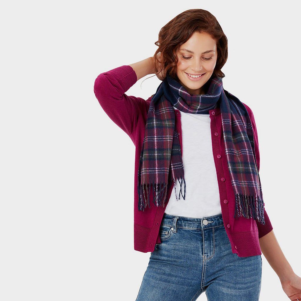 Womens Bracken Scarf Navy Purple Check