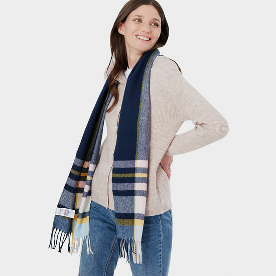 Ladies Bracken Scarf Pink Blue Check