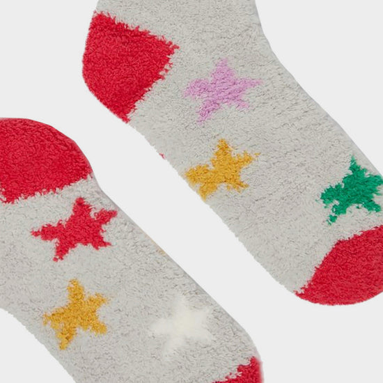 Fab Fluffy Socks Grey Stars