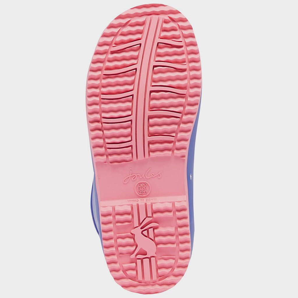 Junior Roll Up Wellies Blue Clouds