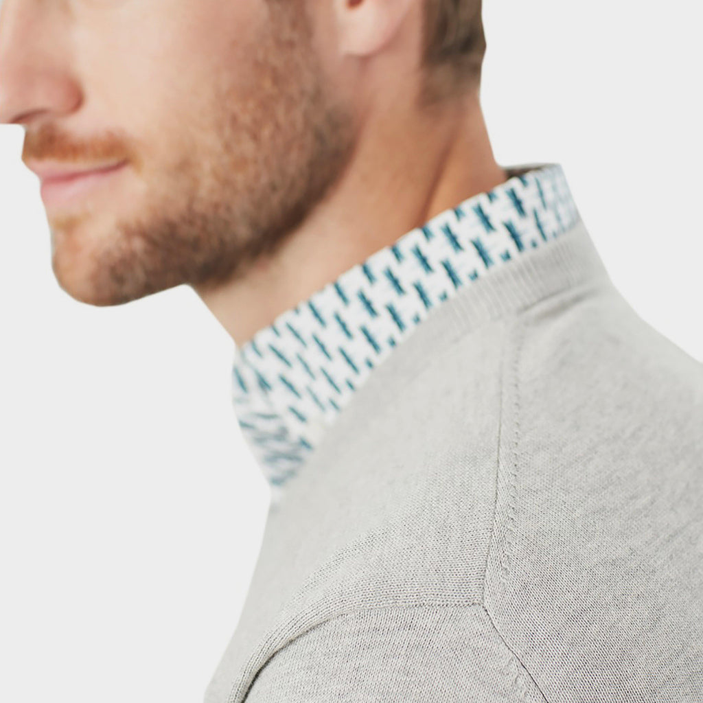 Mens Jarvis V-Neck Knit Sweater Light Grey Marl