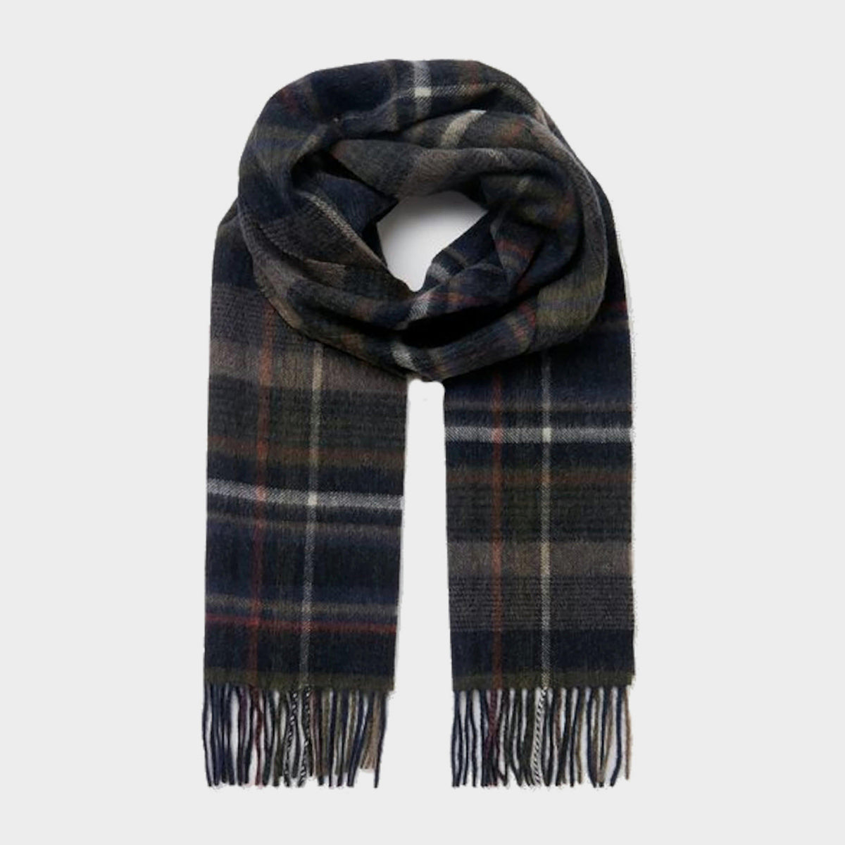 Tytherton Wool Scarf Green Navy Check