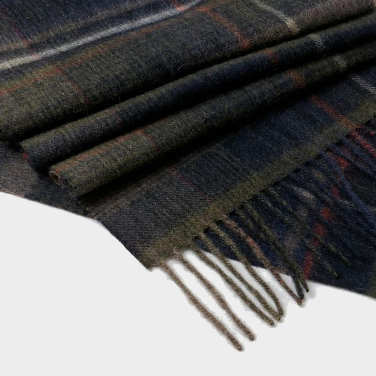 Tytherton Wool Scarf Green Navy Check
