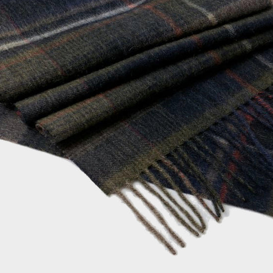 Tytherton Wool Scarf Green Navy Check