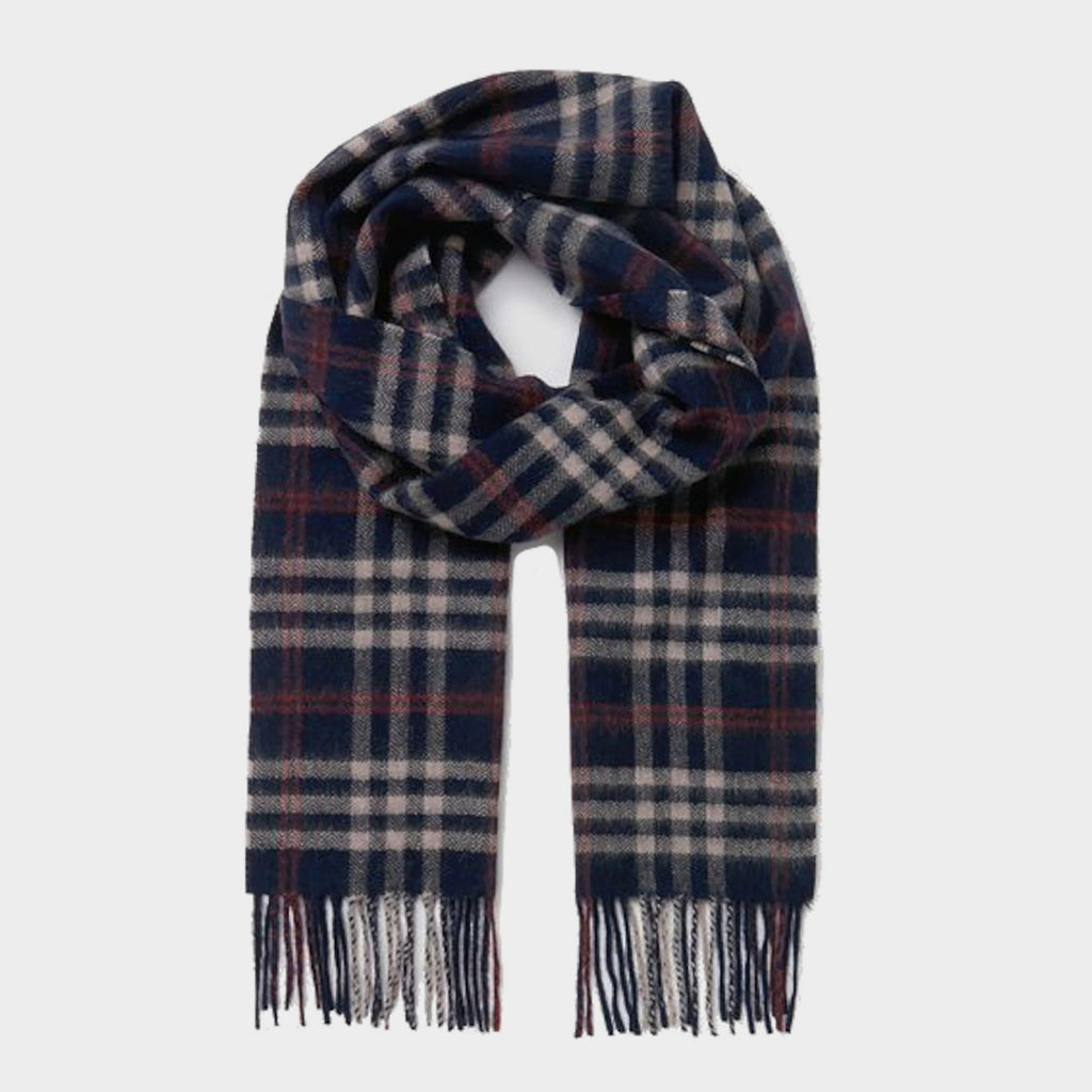 Tytherton Wool Scarf Navy Cream Check