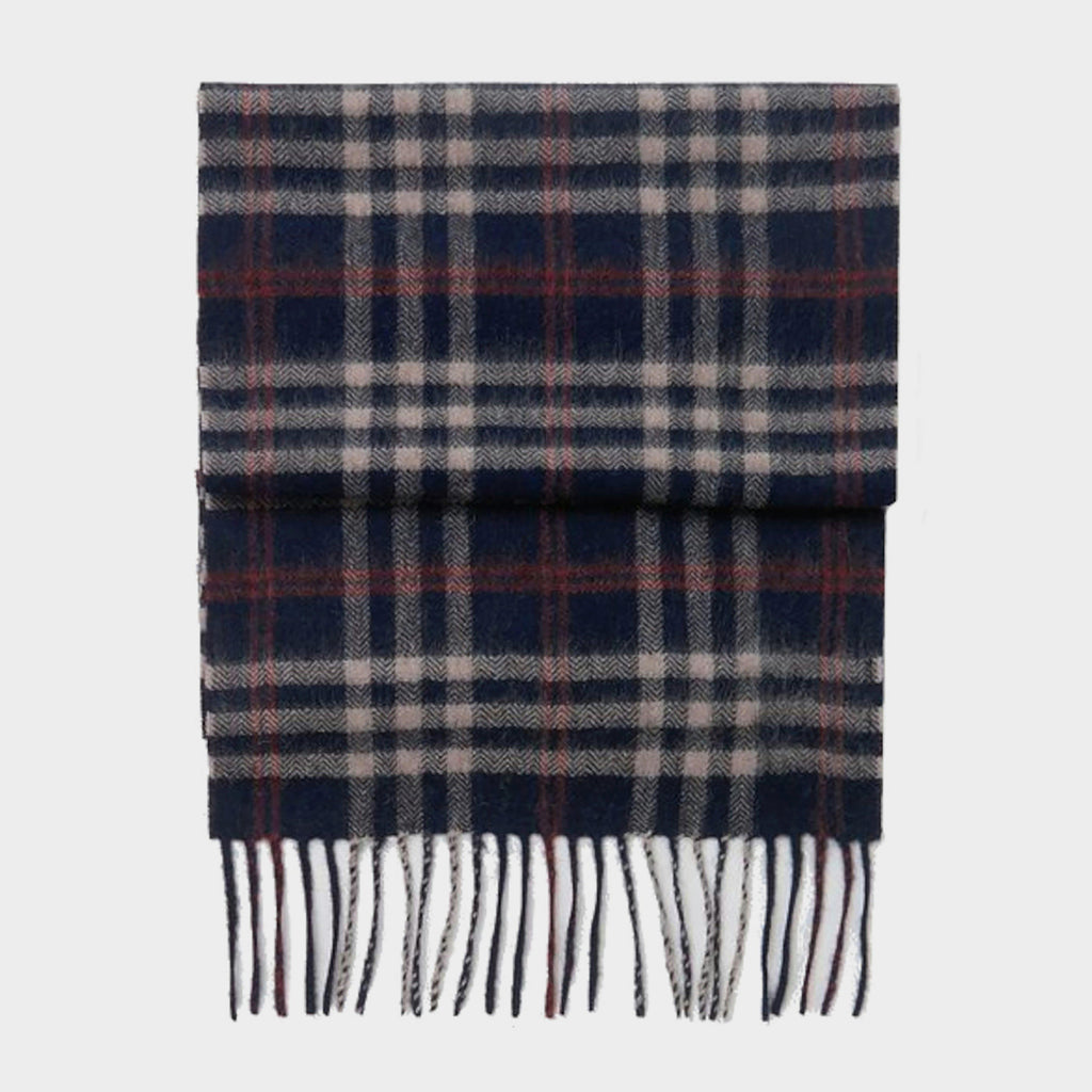 Tytherton Wool Scarf Navy Cream Check