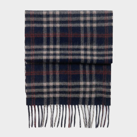 Tytherton Wool Scarf Navy Cream Check