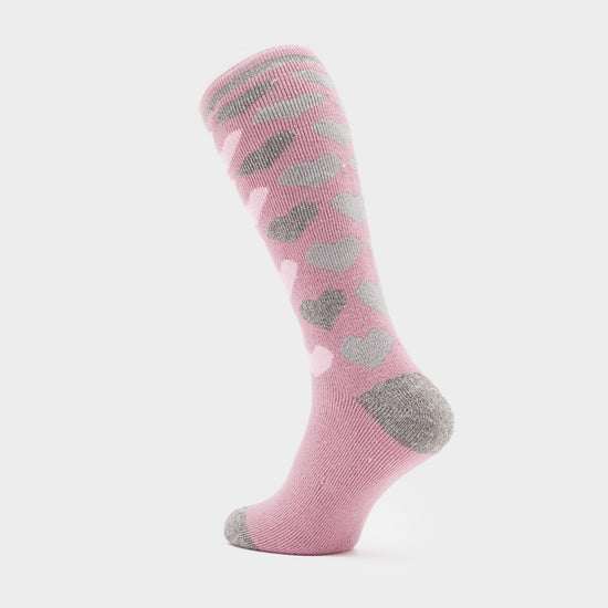 Ladies Equestrian Jacquard Lite Long Socks Jackson Mauve Hearts