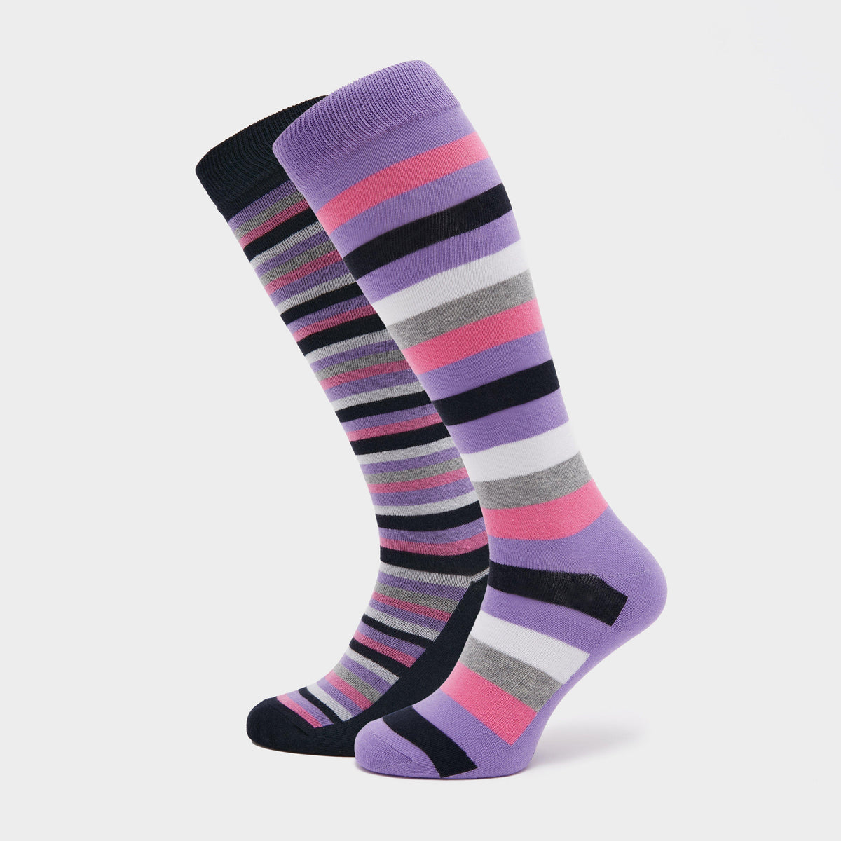 Womens Equestrian Stripe 2 Pack Socks Navy/Lilac