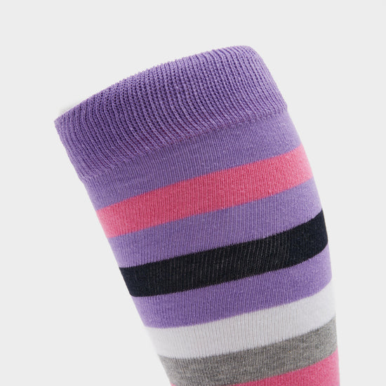 Womens Equestrian Stripe 2 Pack Socks Navy/Lilac