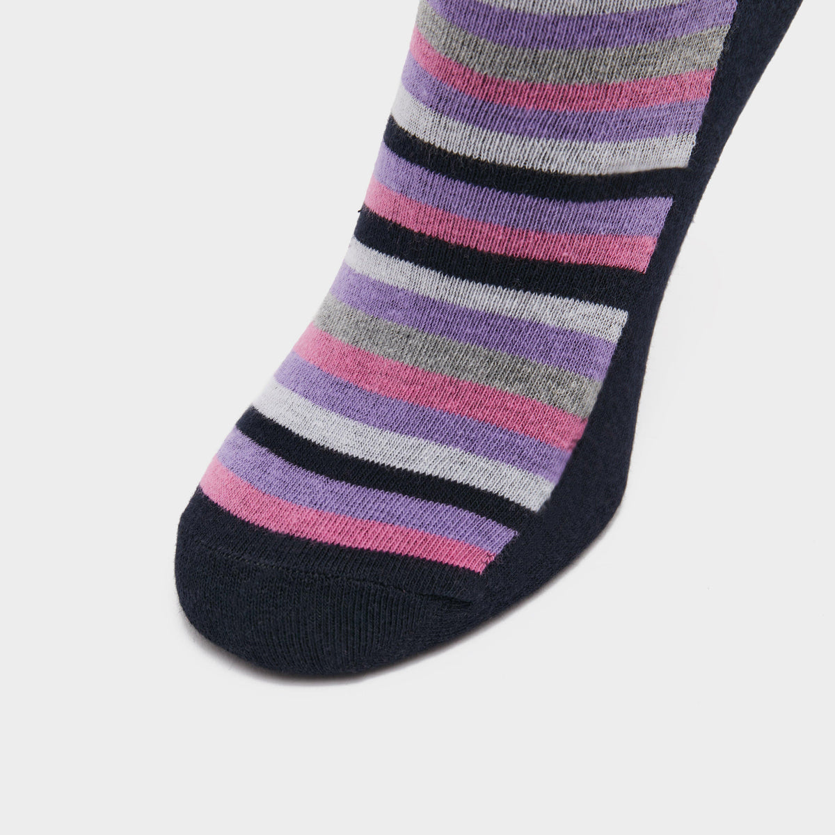 Womens Equestrian Stripe 2 Pack Socks Navy/Lilac