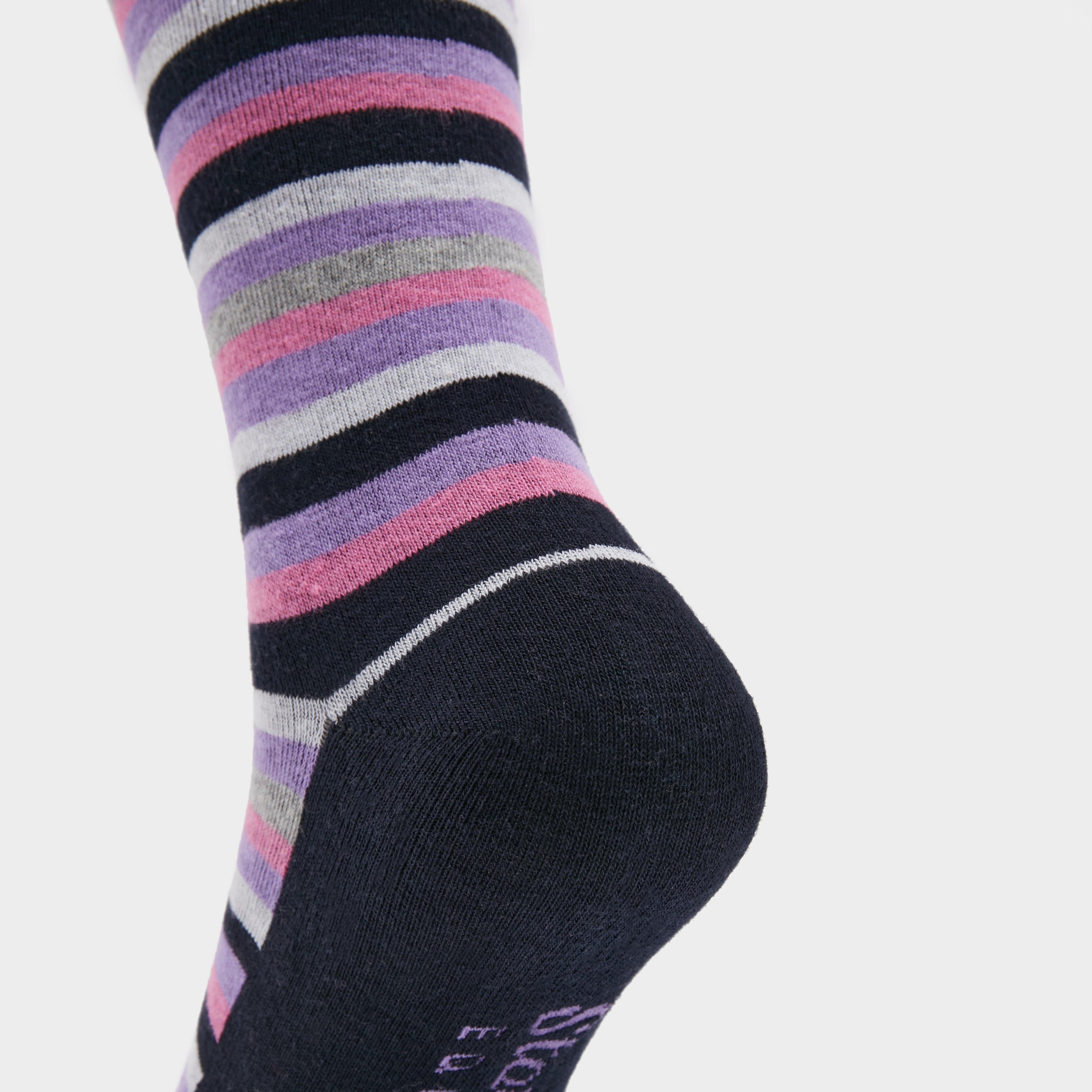 Womens Equestrian Stripe 2 Pack Socks Navy/Lilac