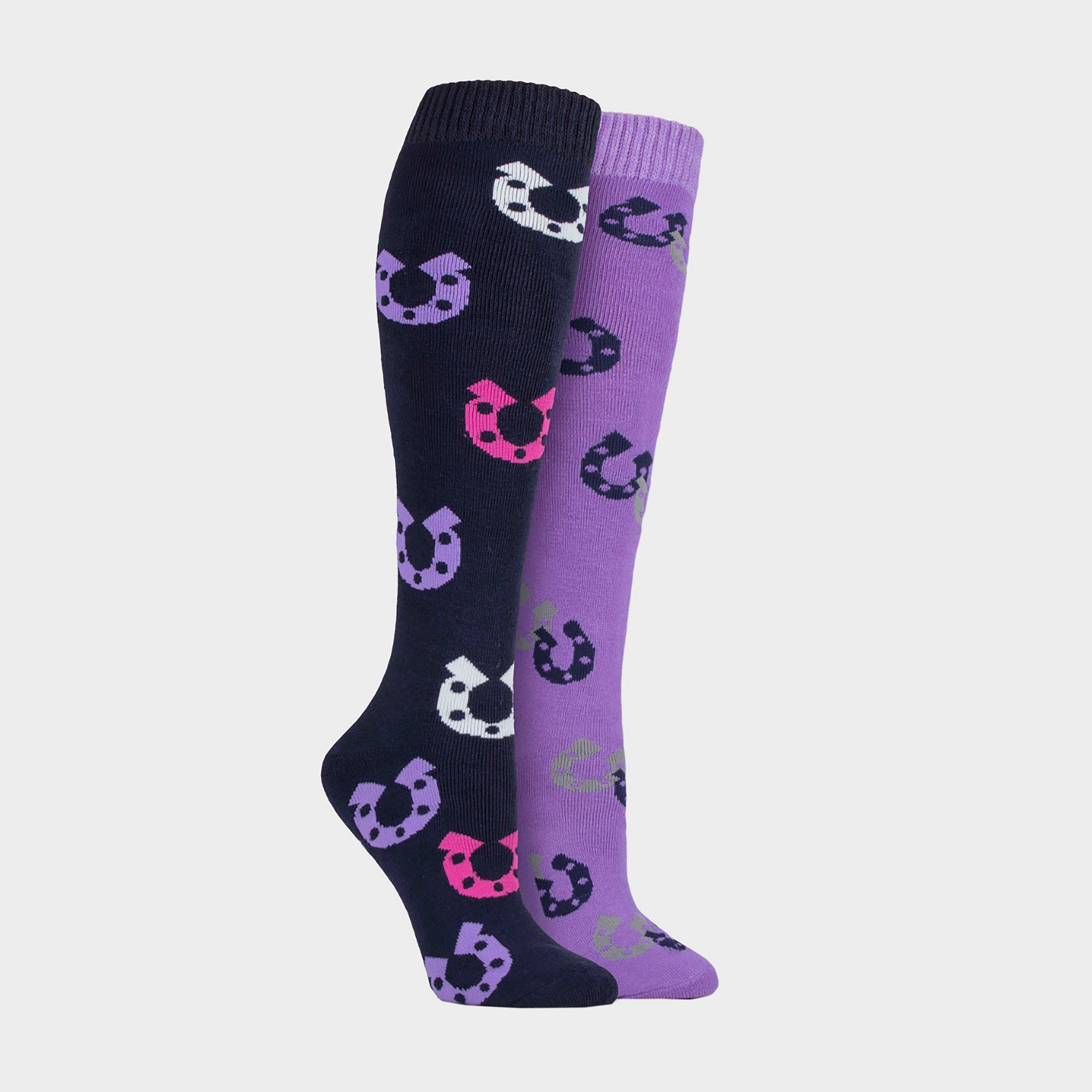 Womens Horseshoe 2 Pack Socks Navy/Lilac