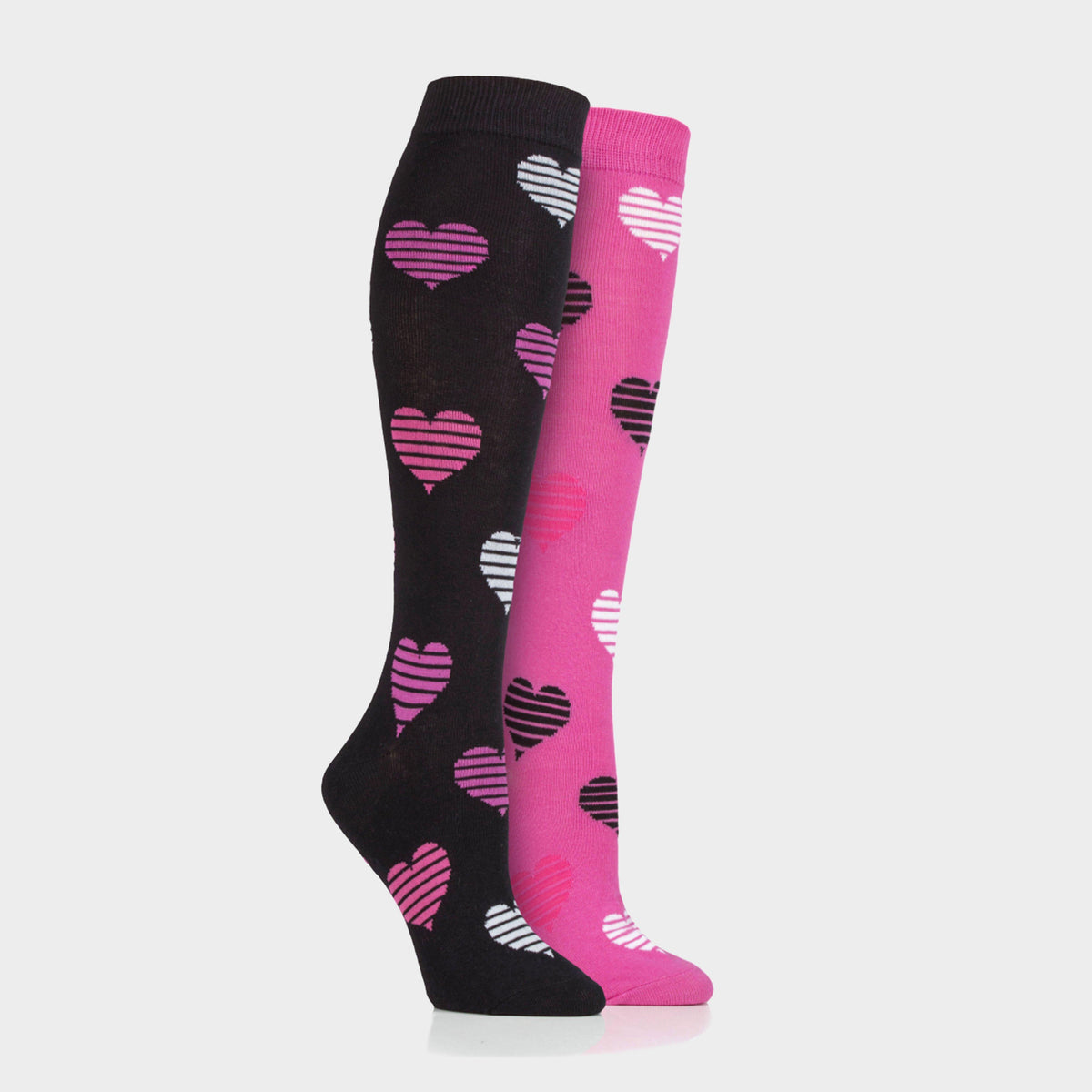 StKids Equestrian Heart 2 Pack Socks Black/Pink
