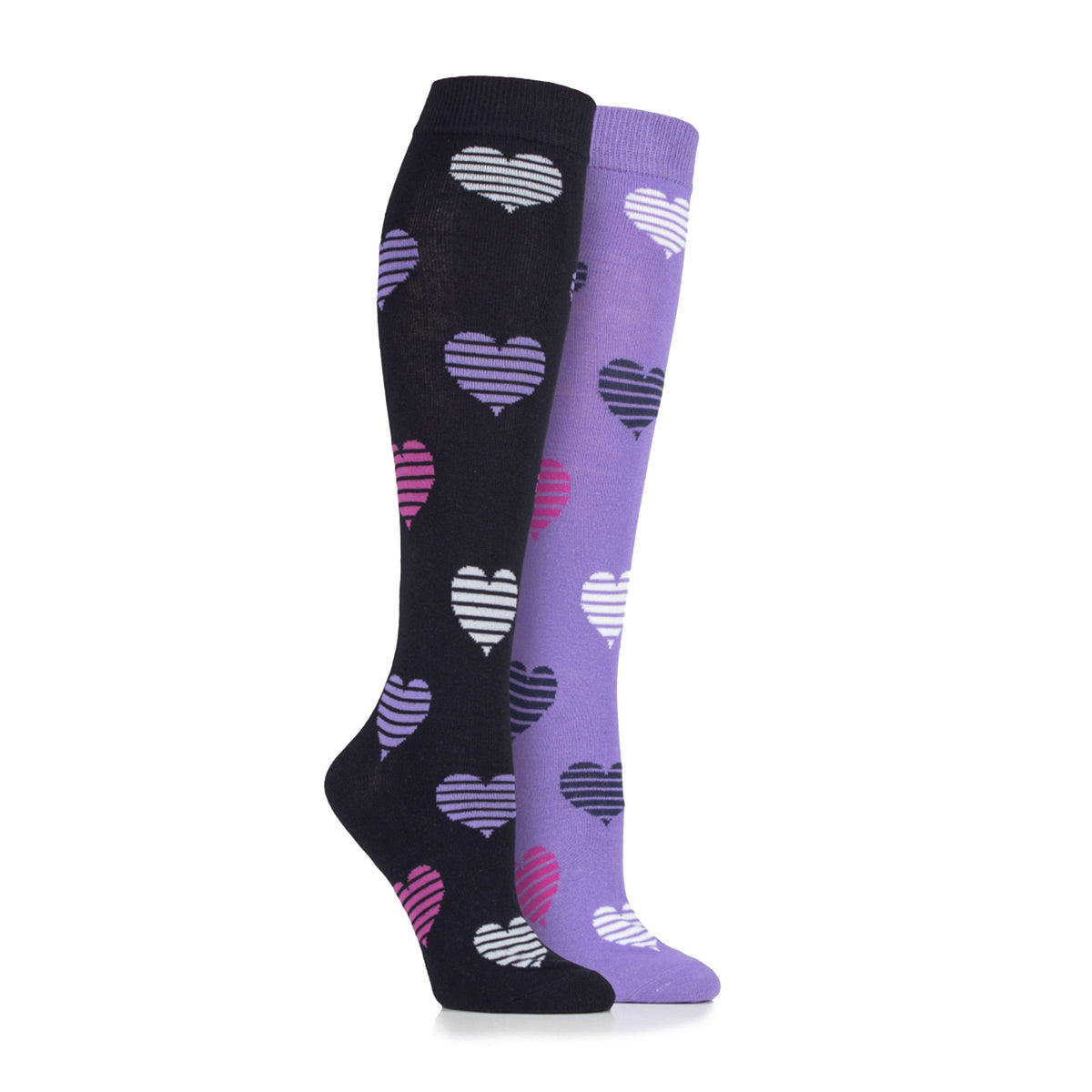 StormBloc® Kids Equestrian Heart 2 Pack Socks Navy/Lilac