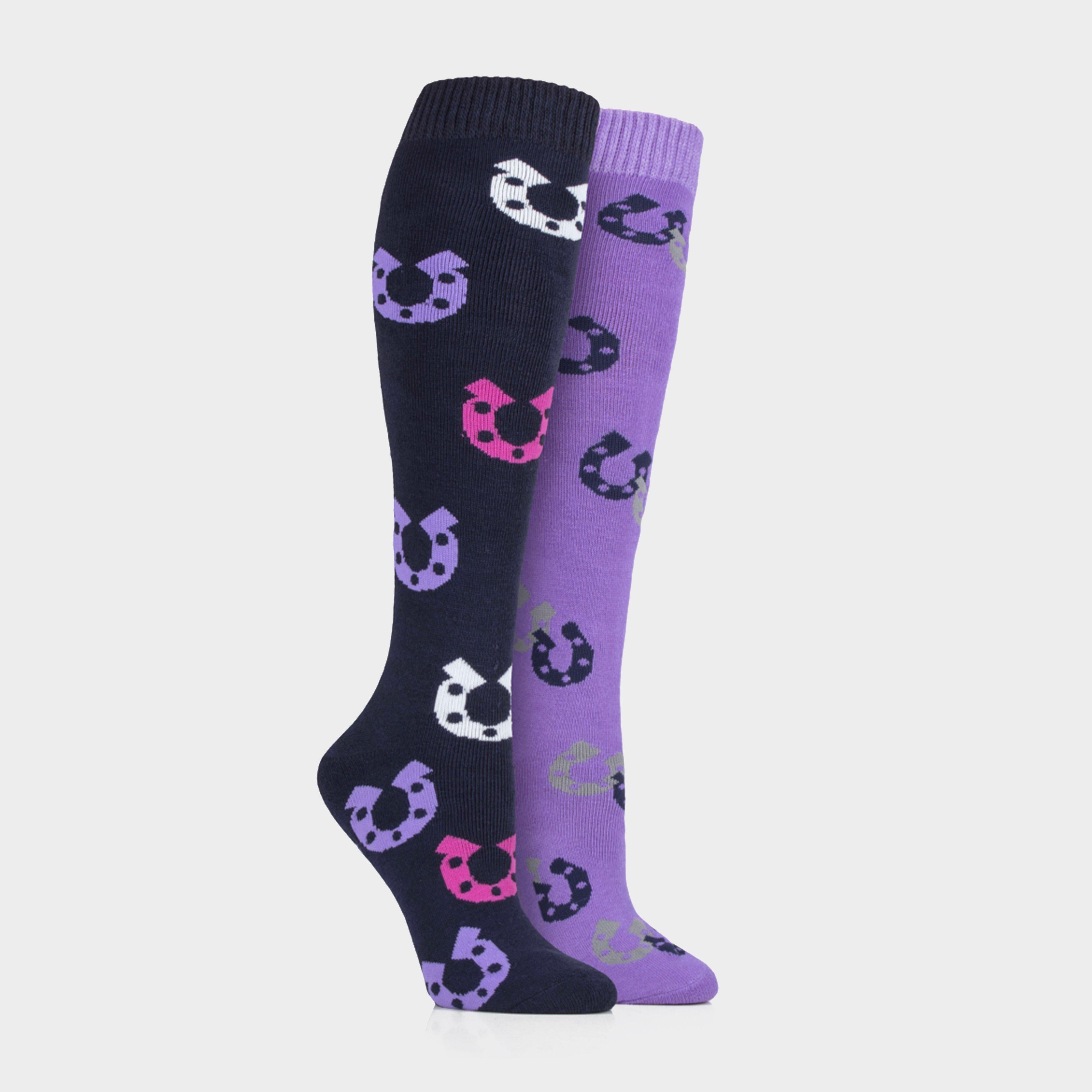 StormBloc® Kids Equestrian Horseshoe 2 Pack Socks Navy/Lilac